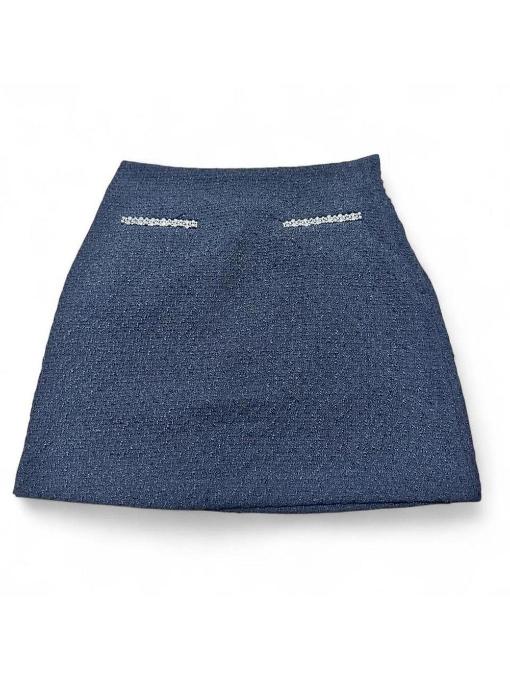H&M black textured tweed mini skirt